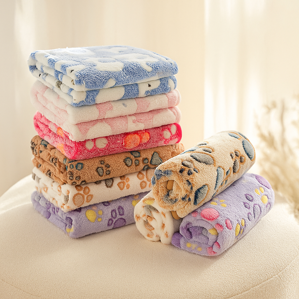 Paw Print Plush Blanket